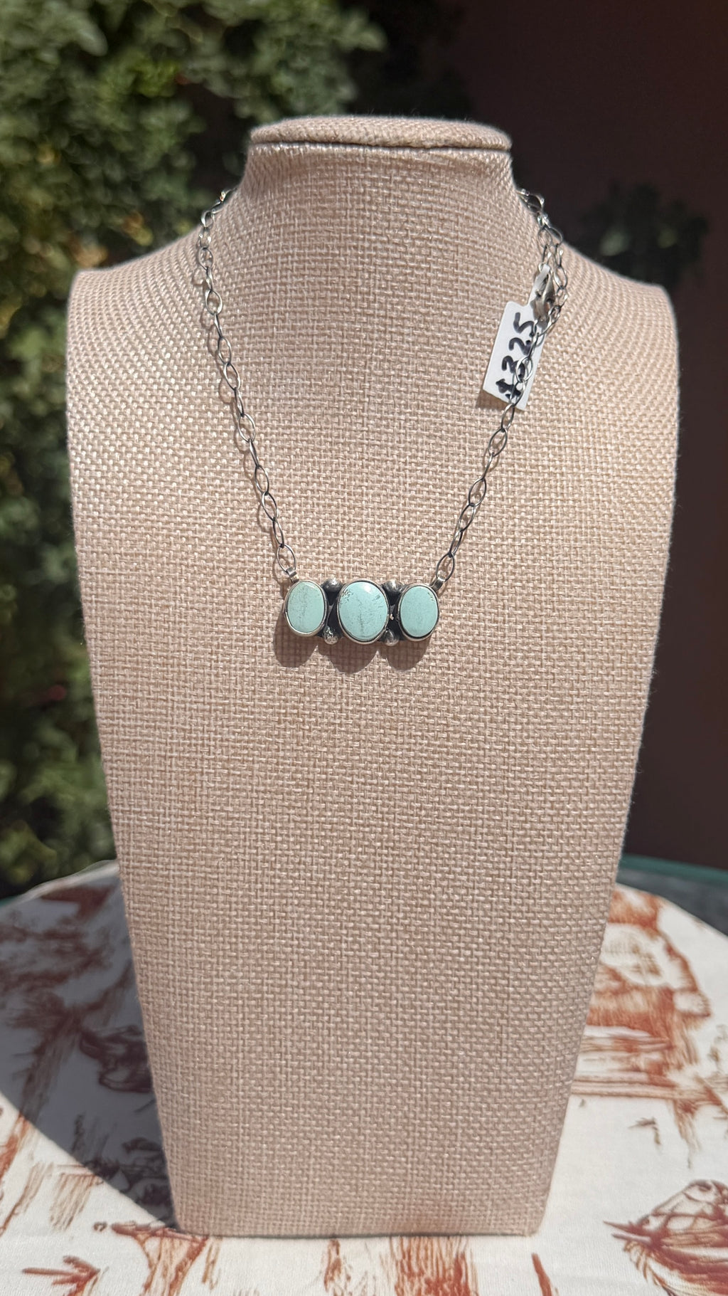 3 stone Turquoise bar necklace