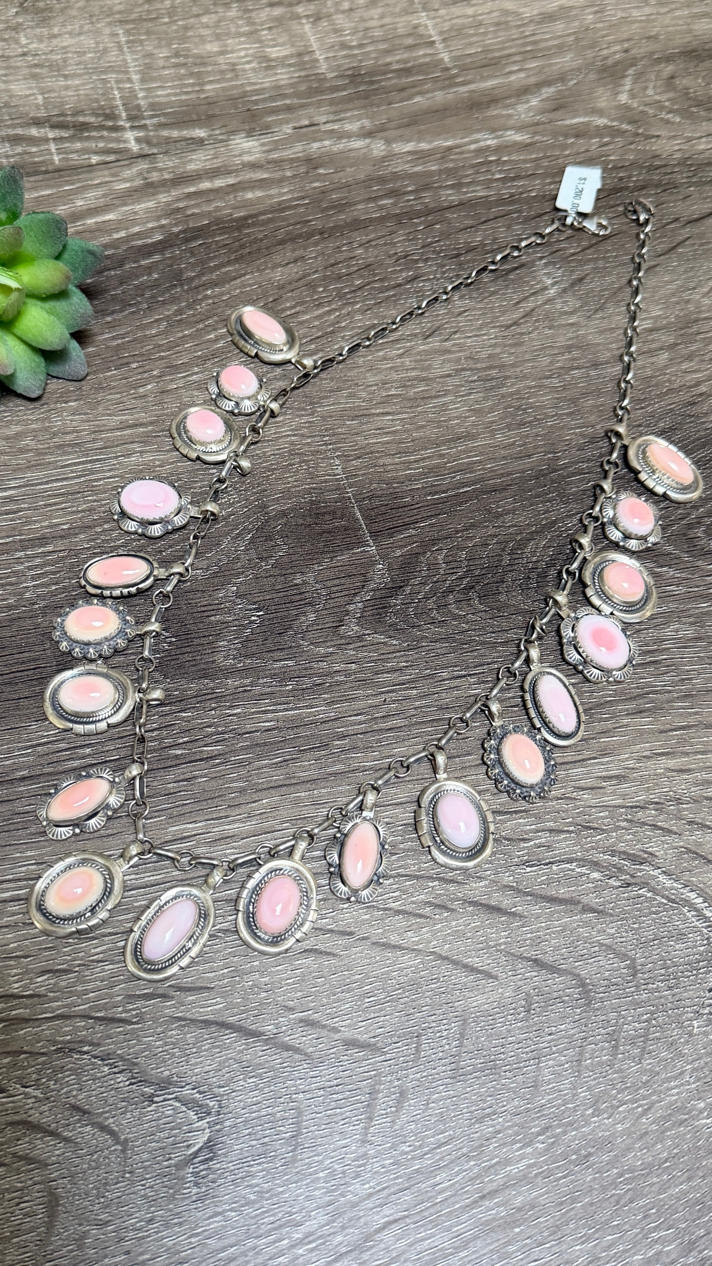 Pink Conch charm necklace