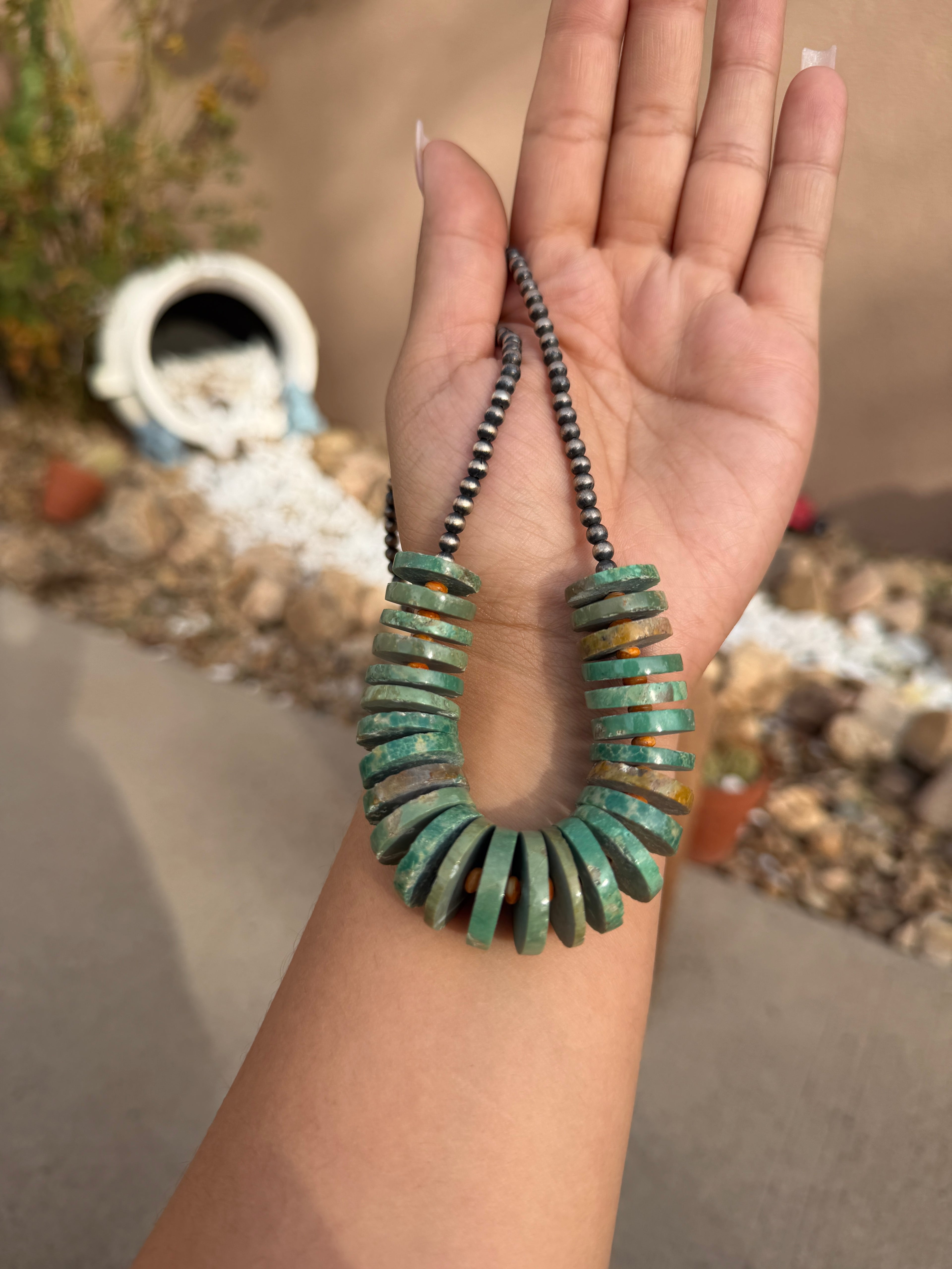 Chimney Butte pearls & turquoise 20"