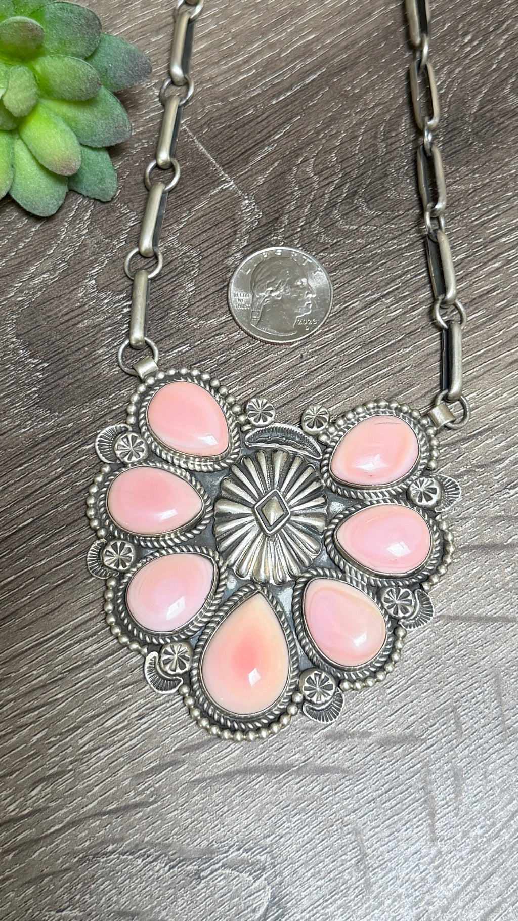 Alex Sanchez Pink conch cluster statement 22" long