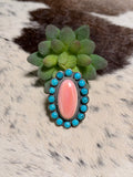 Sleeping Beauty and Pink Conch Cluster Ring