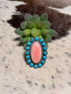 Sleeping Beauty and Pink Conch Cluster Ring
