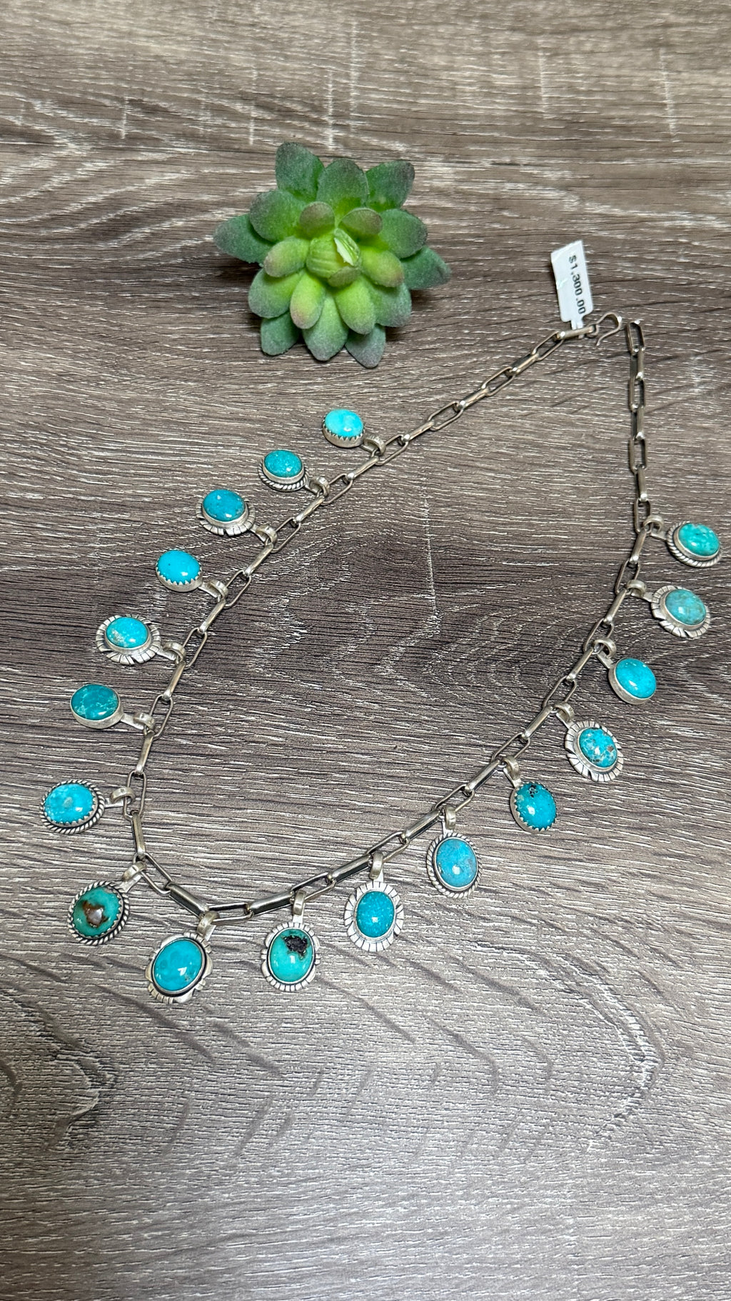 Kingman Turquoise charm necklace 19.5"