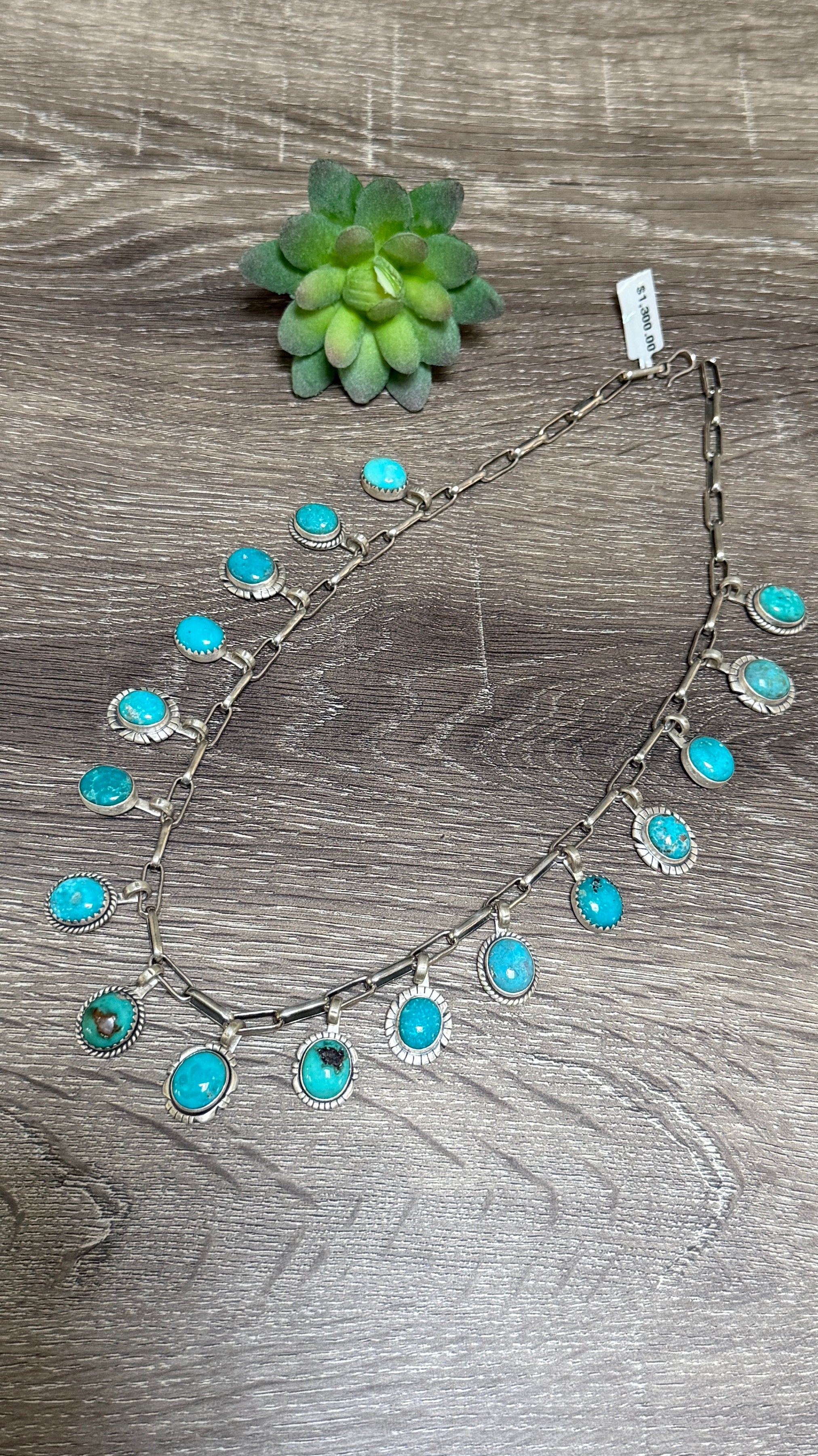 Kingman Turquoise charm necklace 19.5"