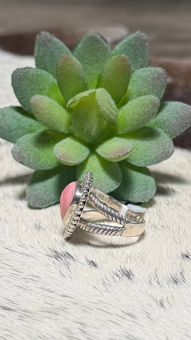 Pink Conch Heart Ring, Size 7