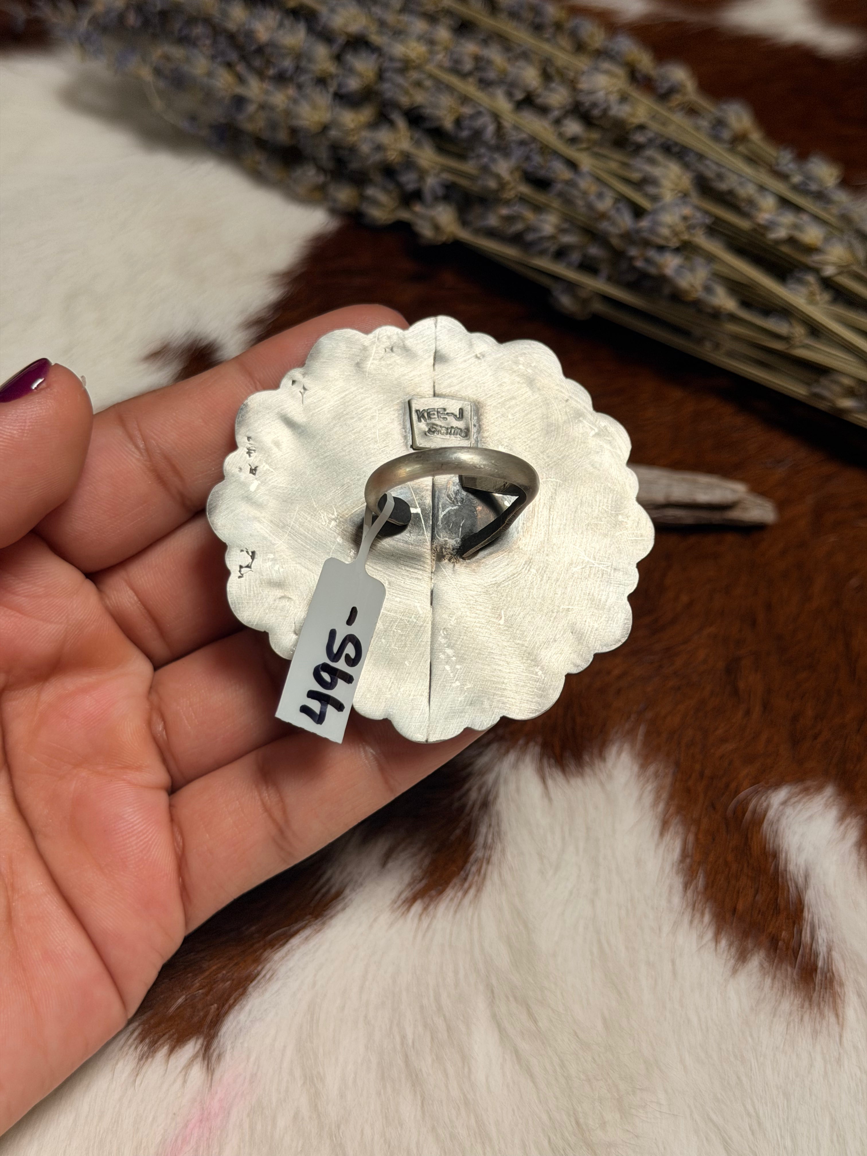 Kee J Pink Conch Heart Cluster Adjustable Ring