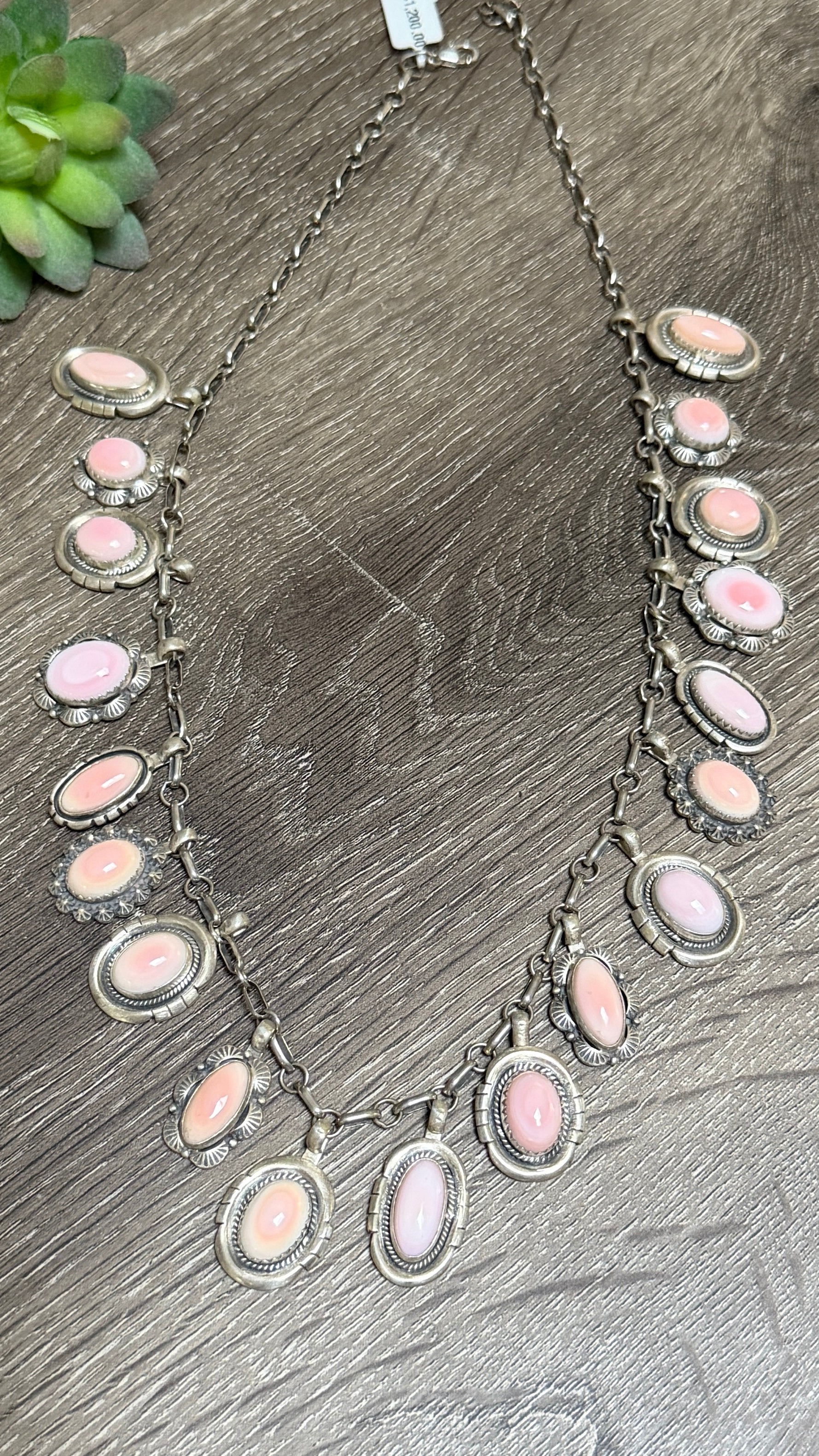 Pink Conch charm necklace