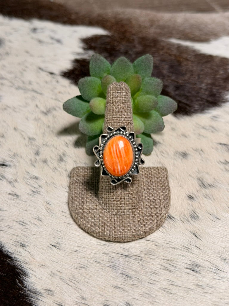 T.Nez Sr Orange Spiny Ring
