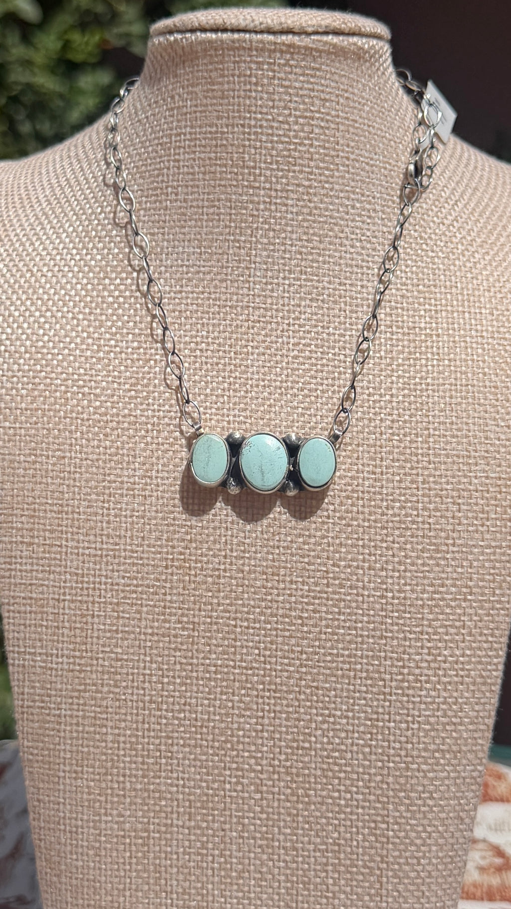 3 stone Turquoise bar necklace