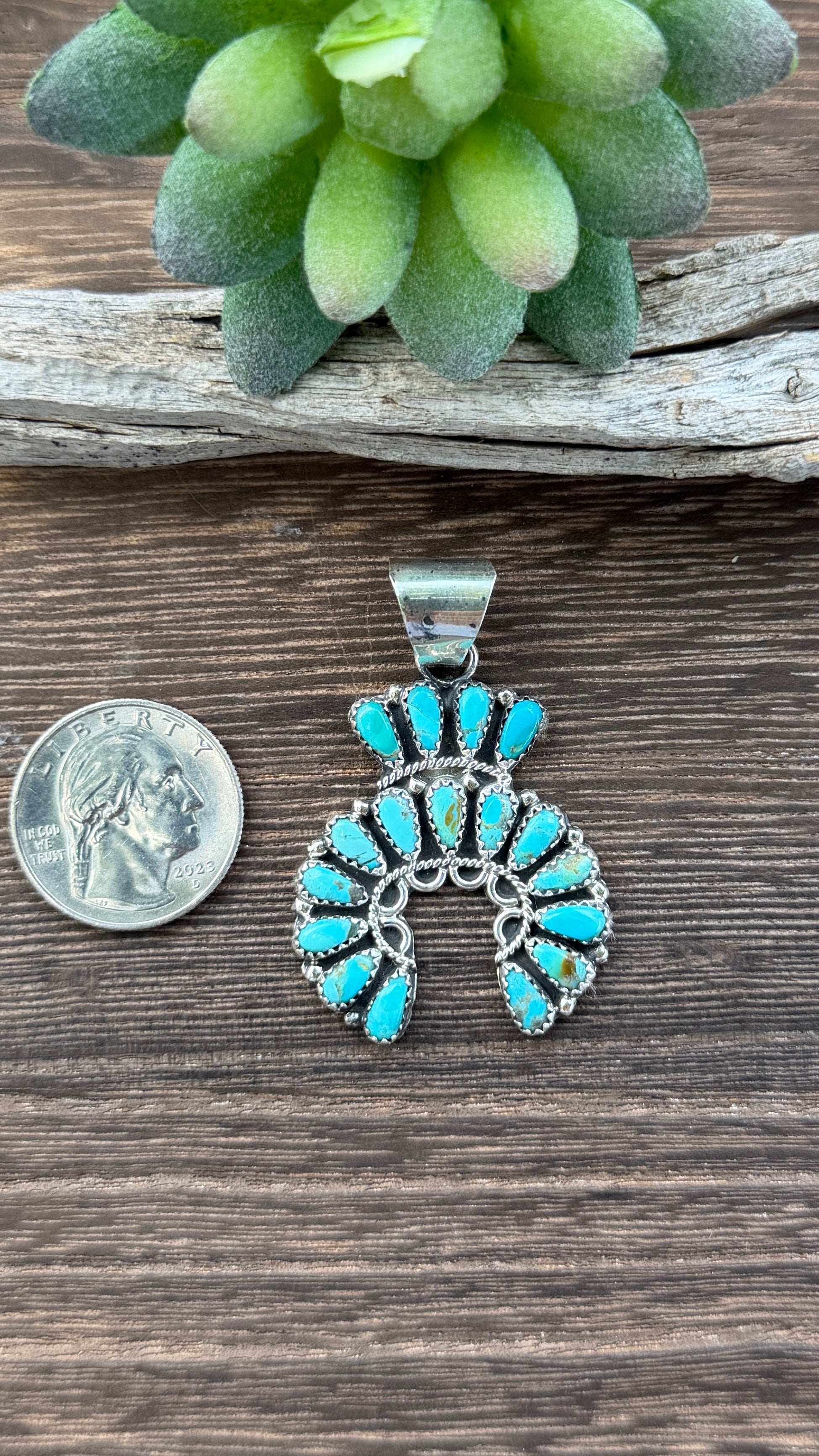 Zeta Begay Turquoise Naja Pendant