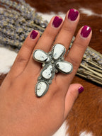 White Buffalo Cross Ring