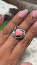 Pink Conch Heart Ring, Size 7