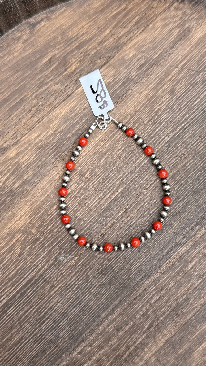 Grandma Cactus silver & coral bracelet