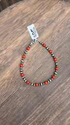 Grandma Cactus silver & coral bracelet
