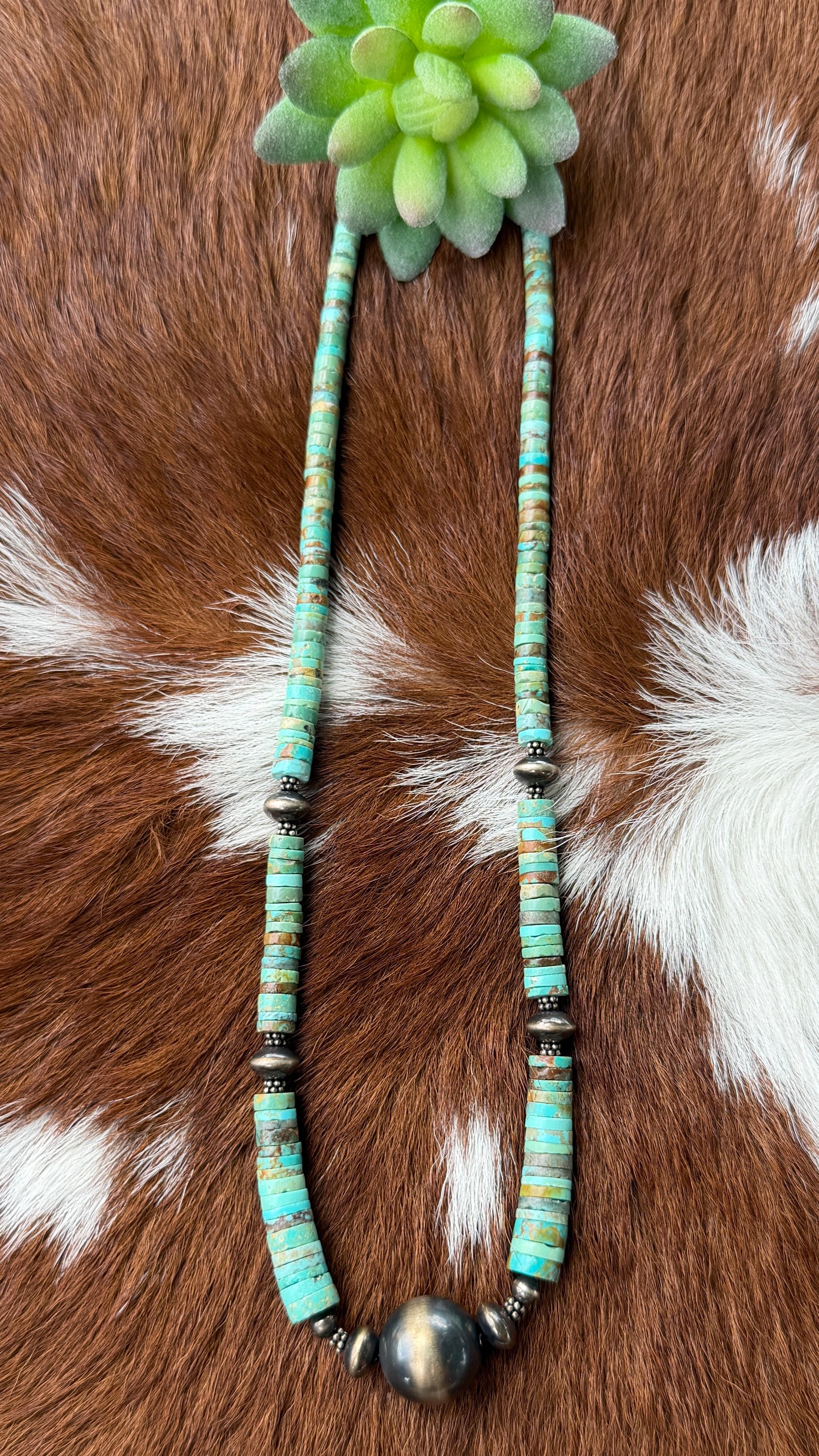 Turquoise heishi & pearls