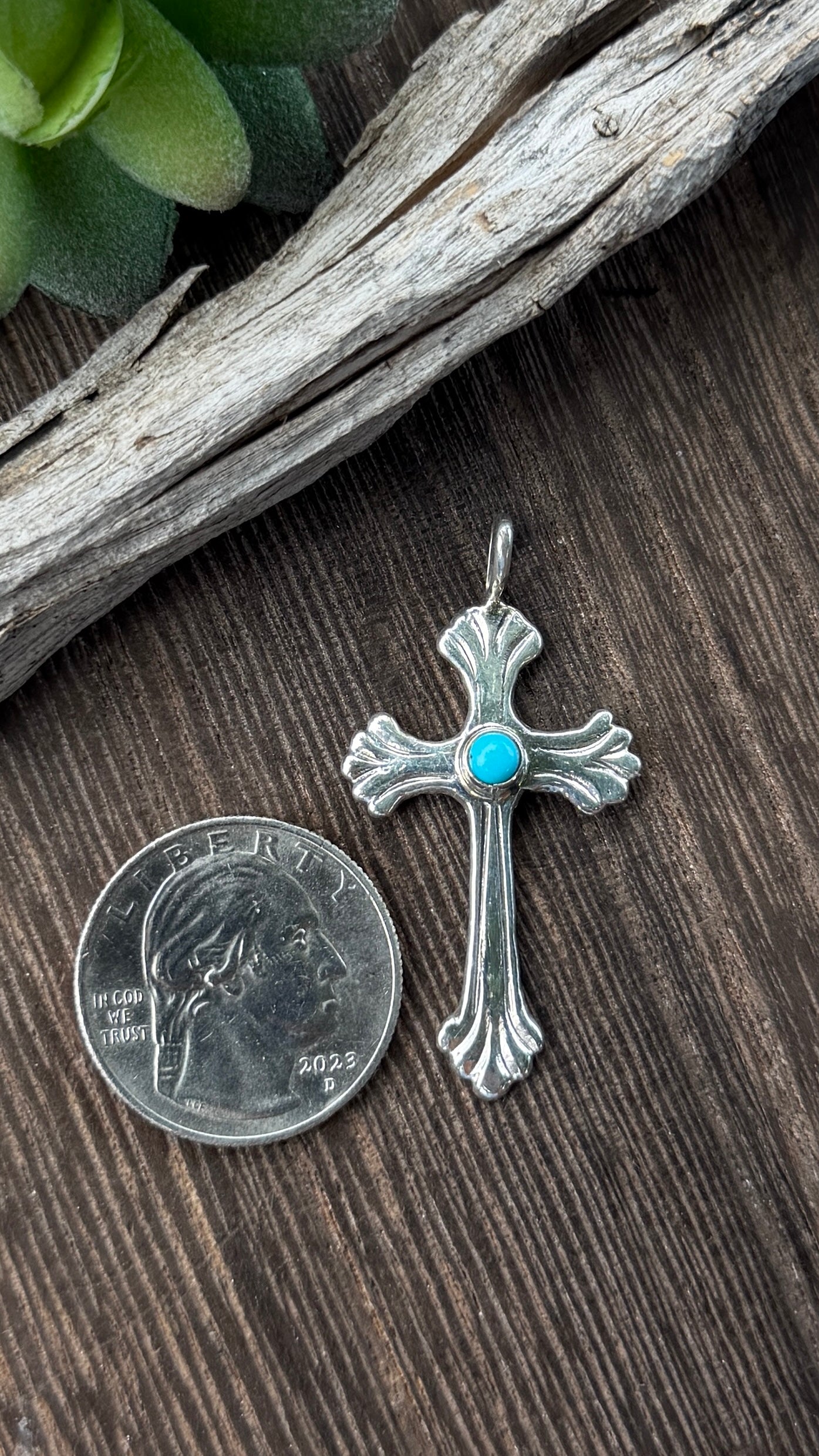 Pauline Nelson Cross Pendant with Turquoise