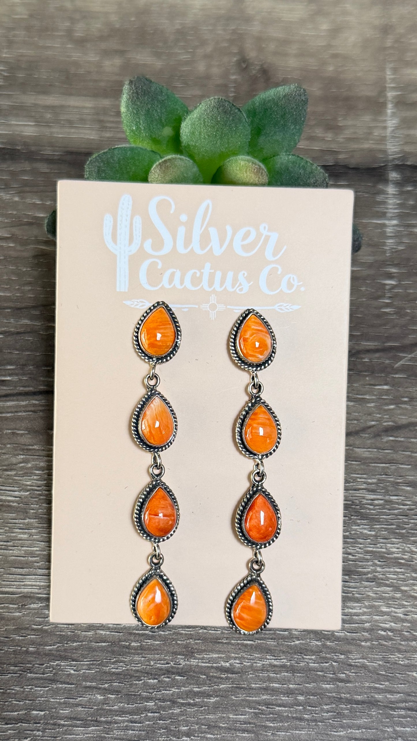 Orange spiny teardrop dangles