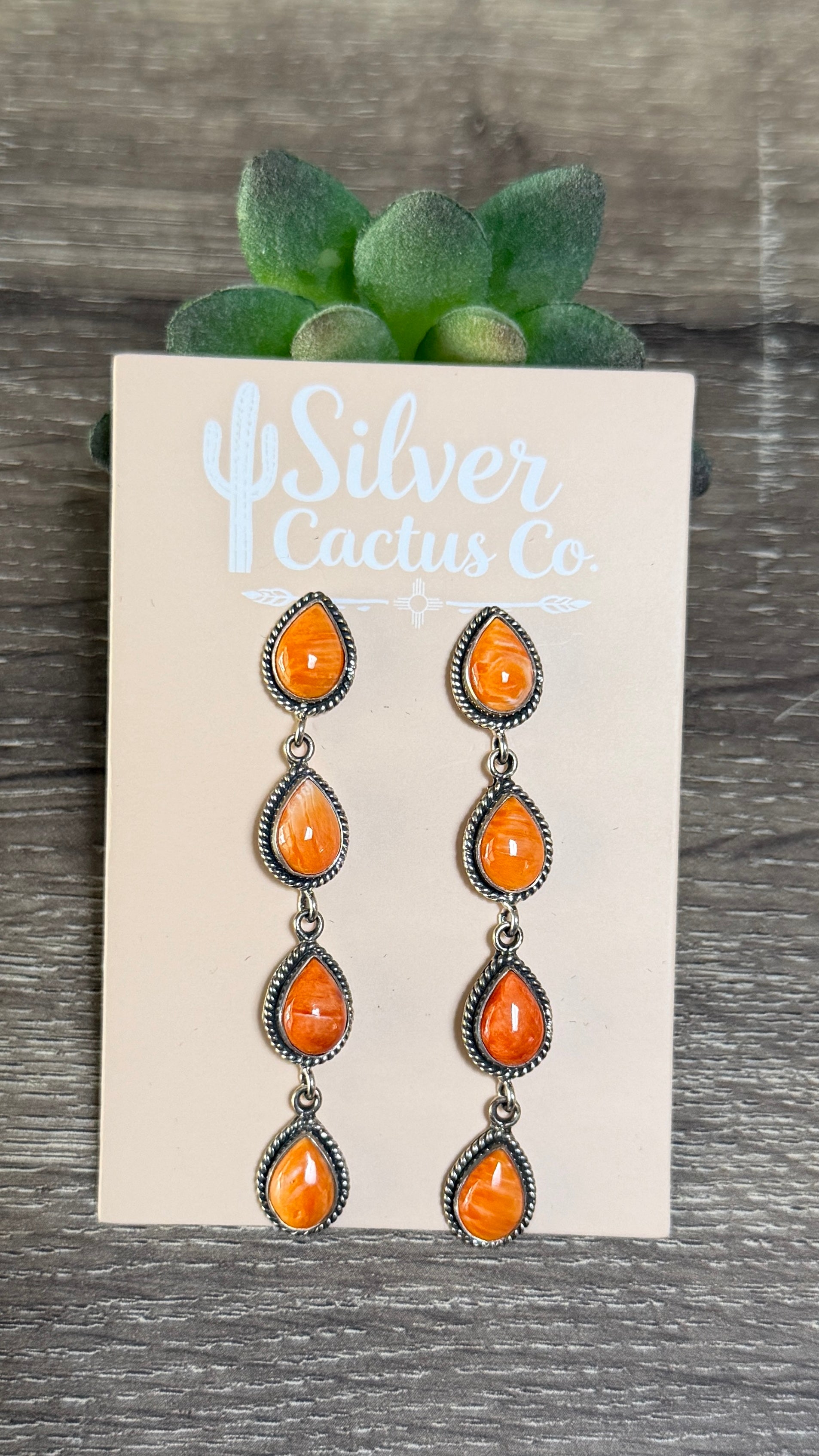Orange spiny teardrop dangles