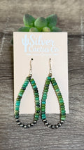 Turquoise rondelle loops with pearls