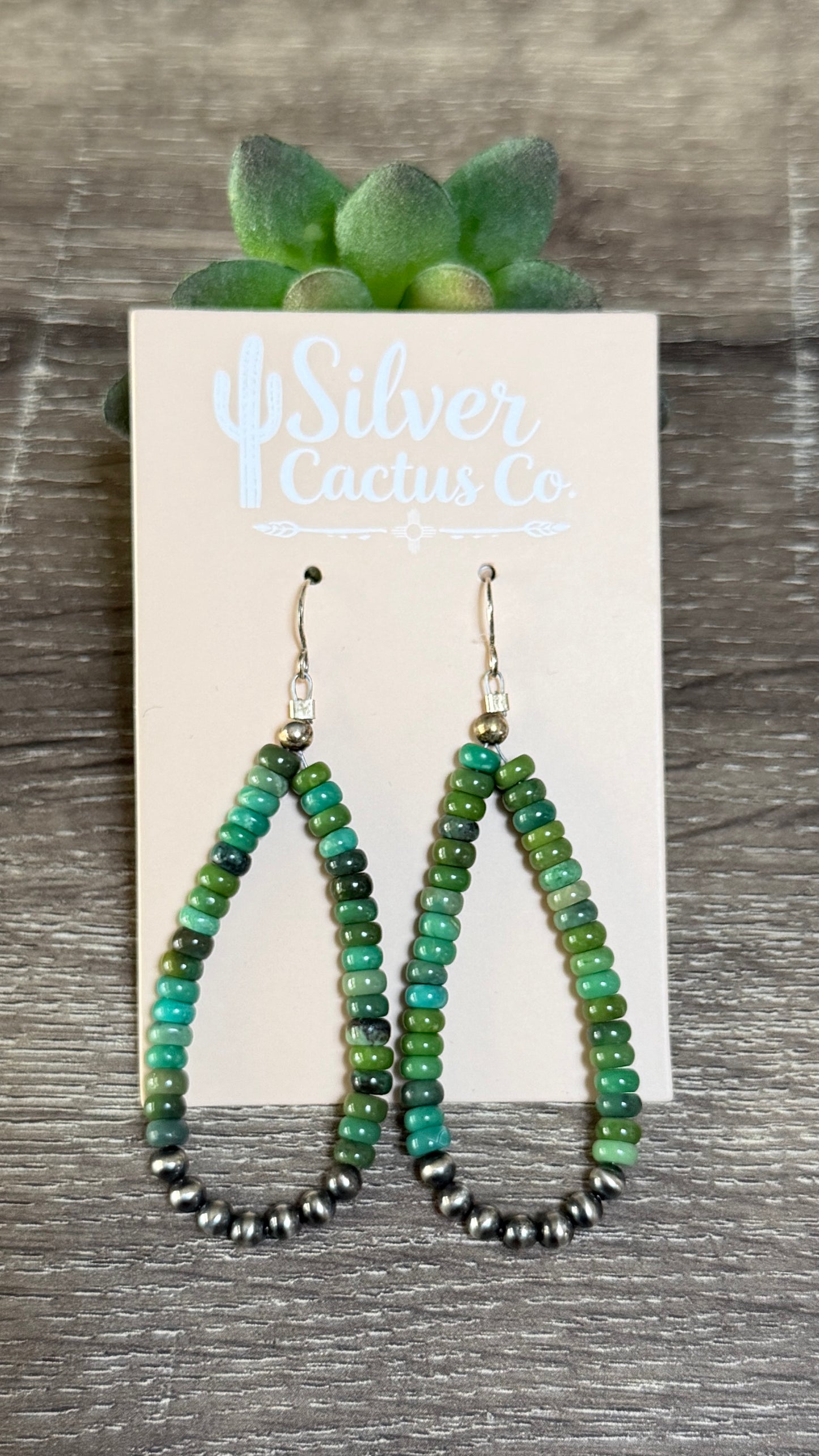 Turquoise rondelle loops with pearls