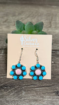 Sleeping Beauty & Pink conch cluster dangles