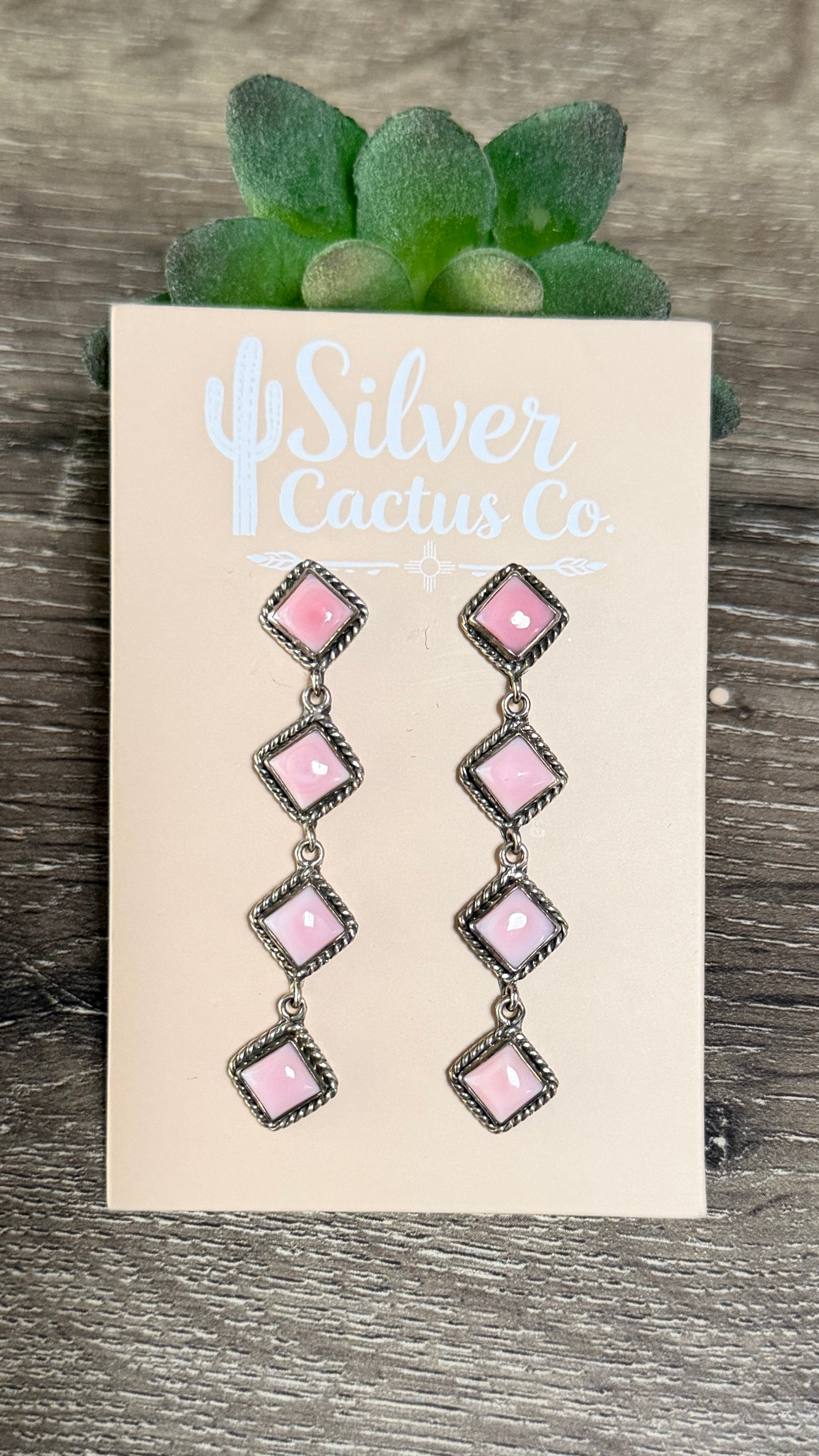 Pink conch diamond dangles