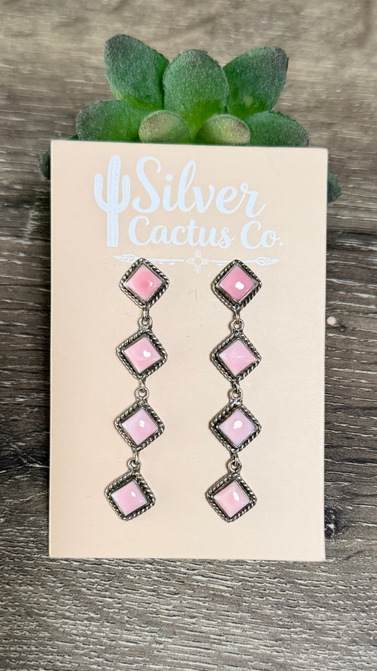 Pink conch diamond dangles