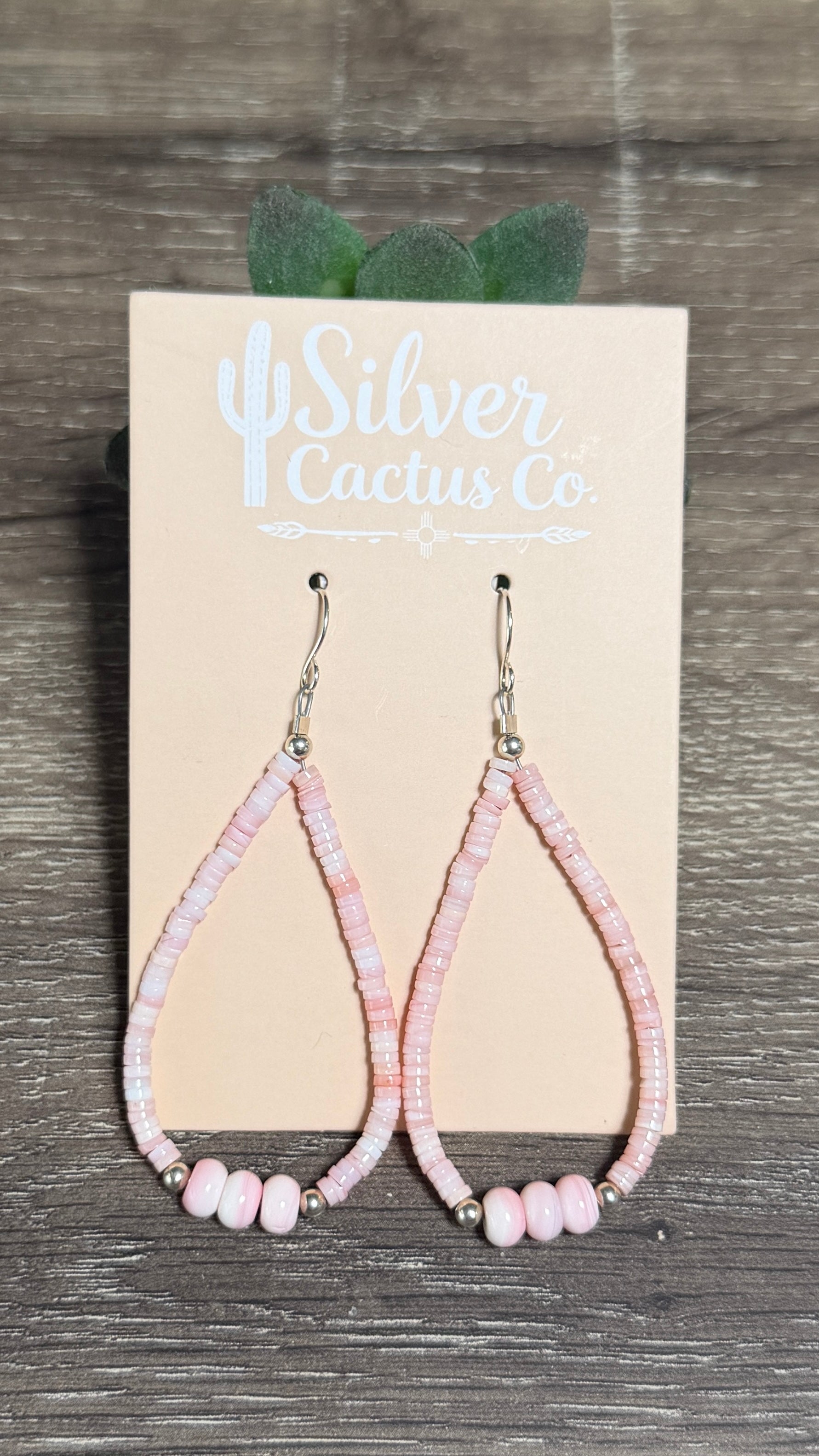 pink conch heishi loops