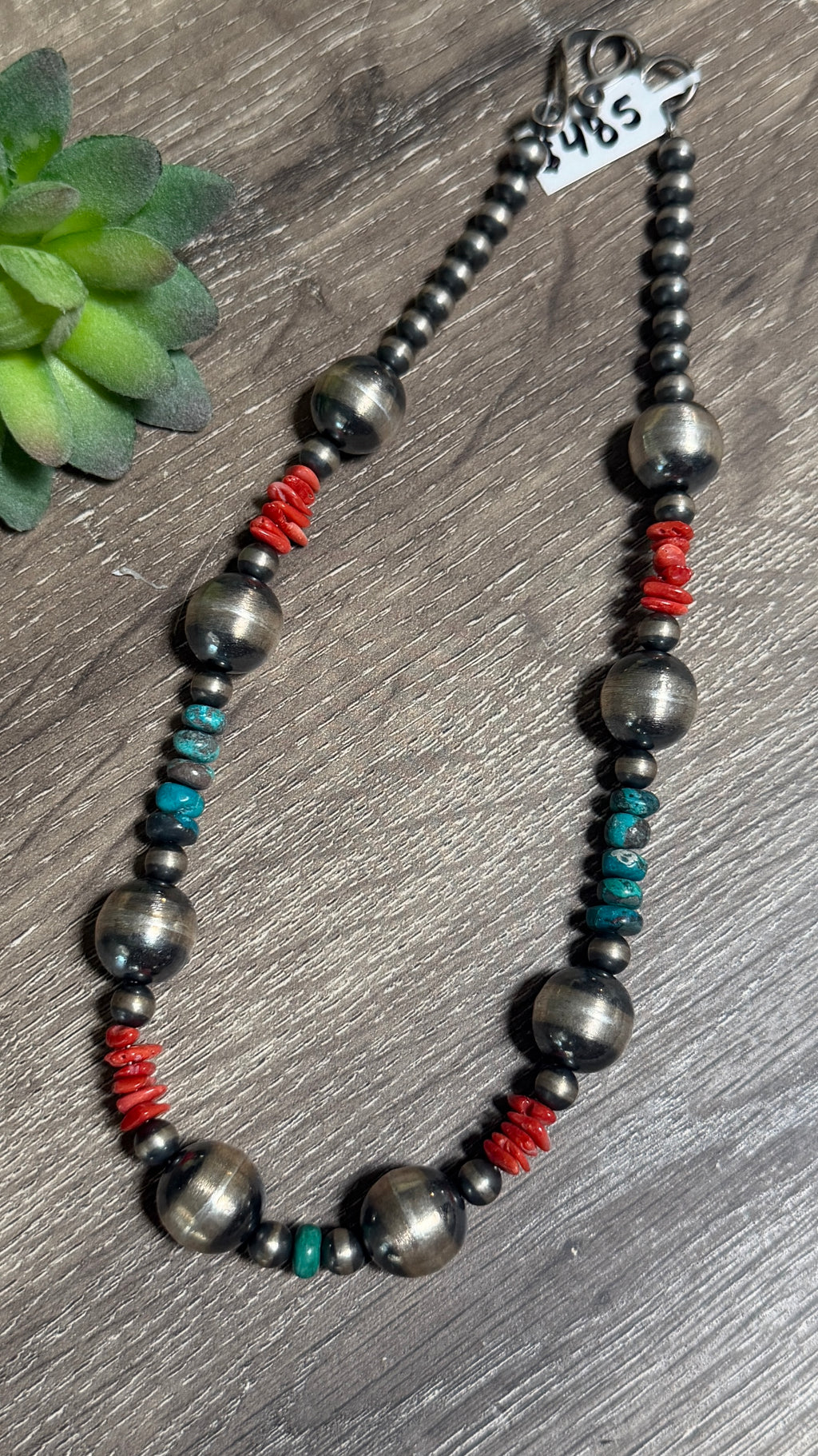 Chimney Butte 17" pearls with TQ & coral