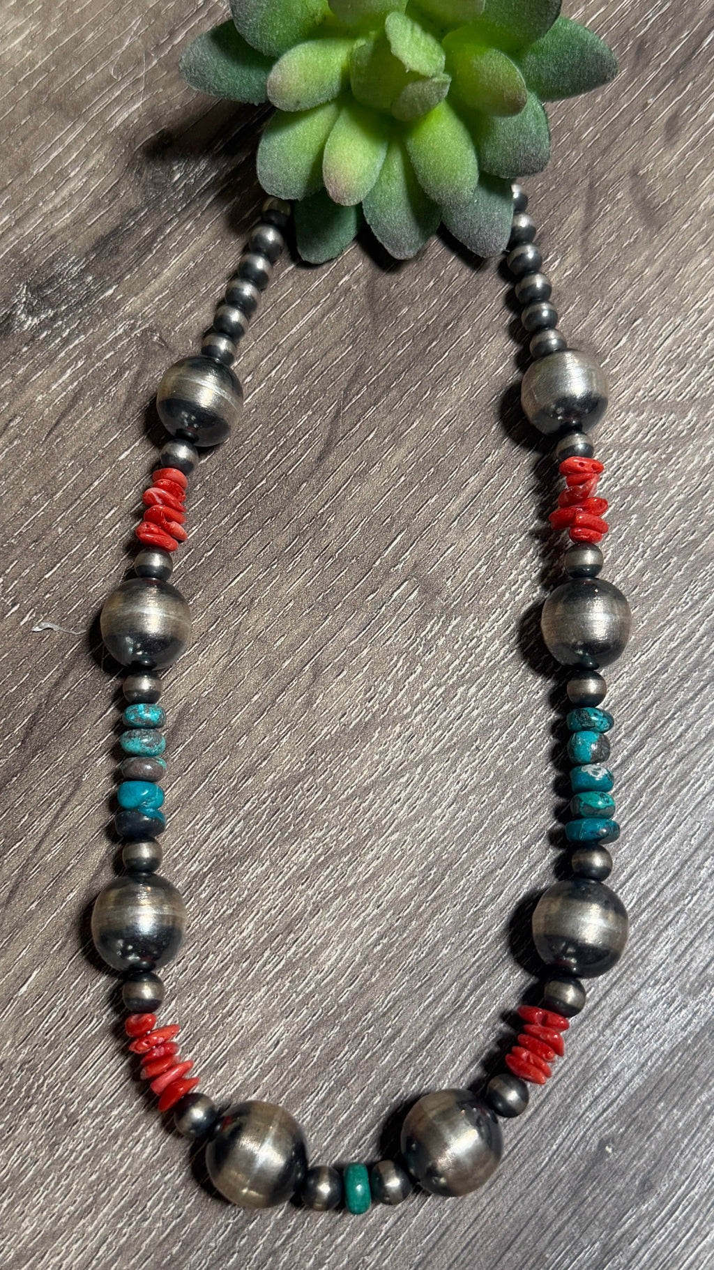 Chimney Butte 17" pearls with TQ & coral