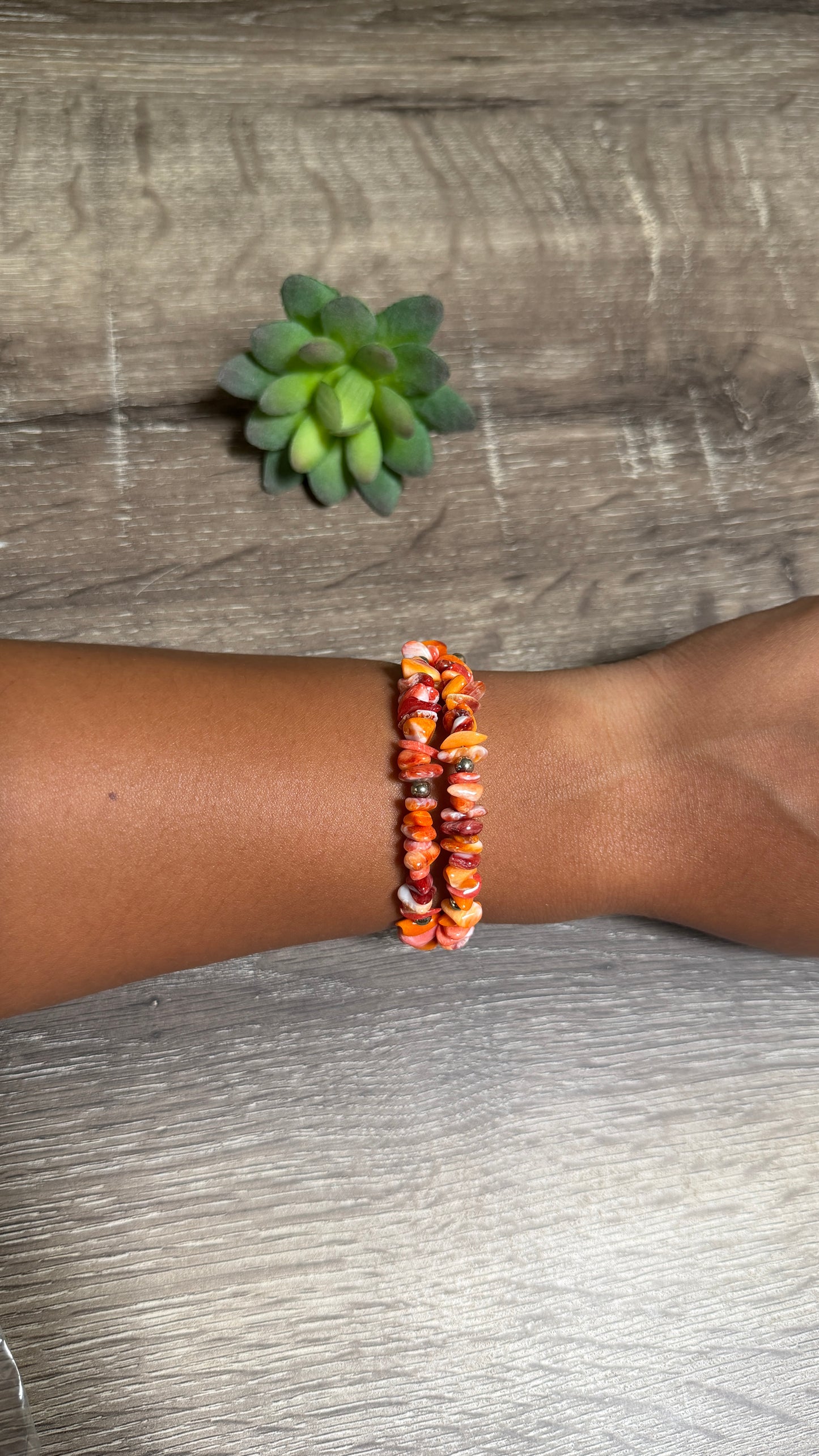 Memory Wire orange spiny bracelet