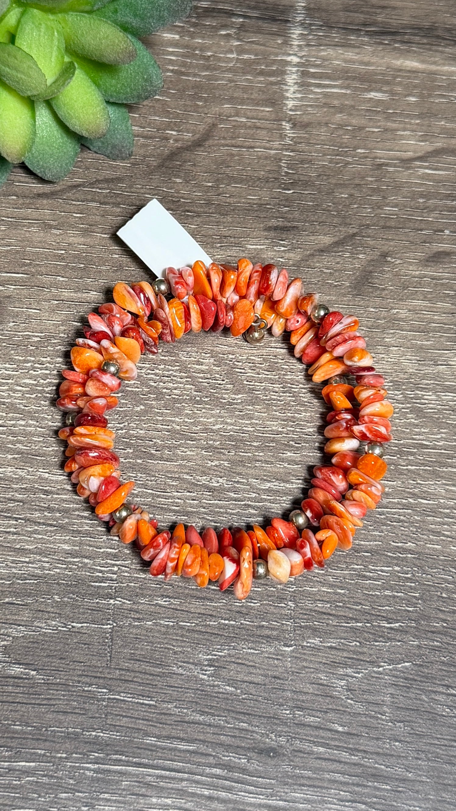 Memory Wire orange spiny bracelet