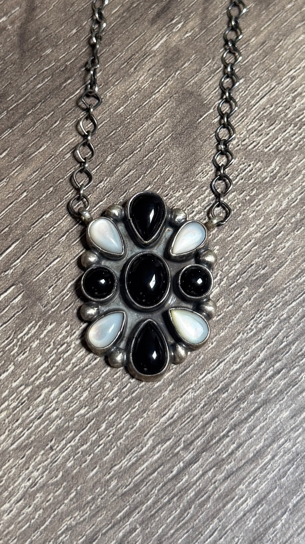 Sharon Francisco Mother of pearl & Onyx cluster