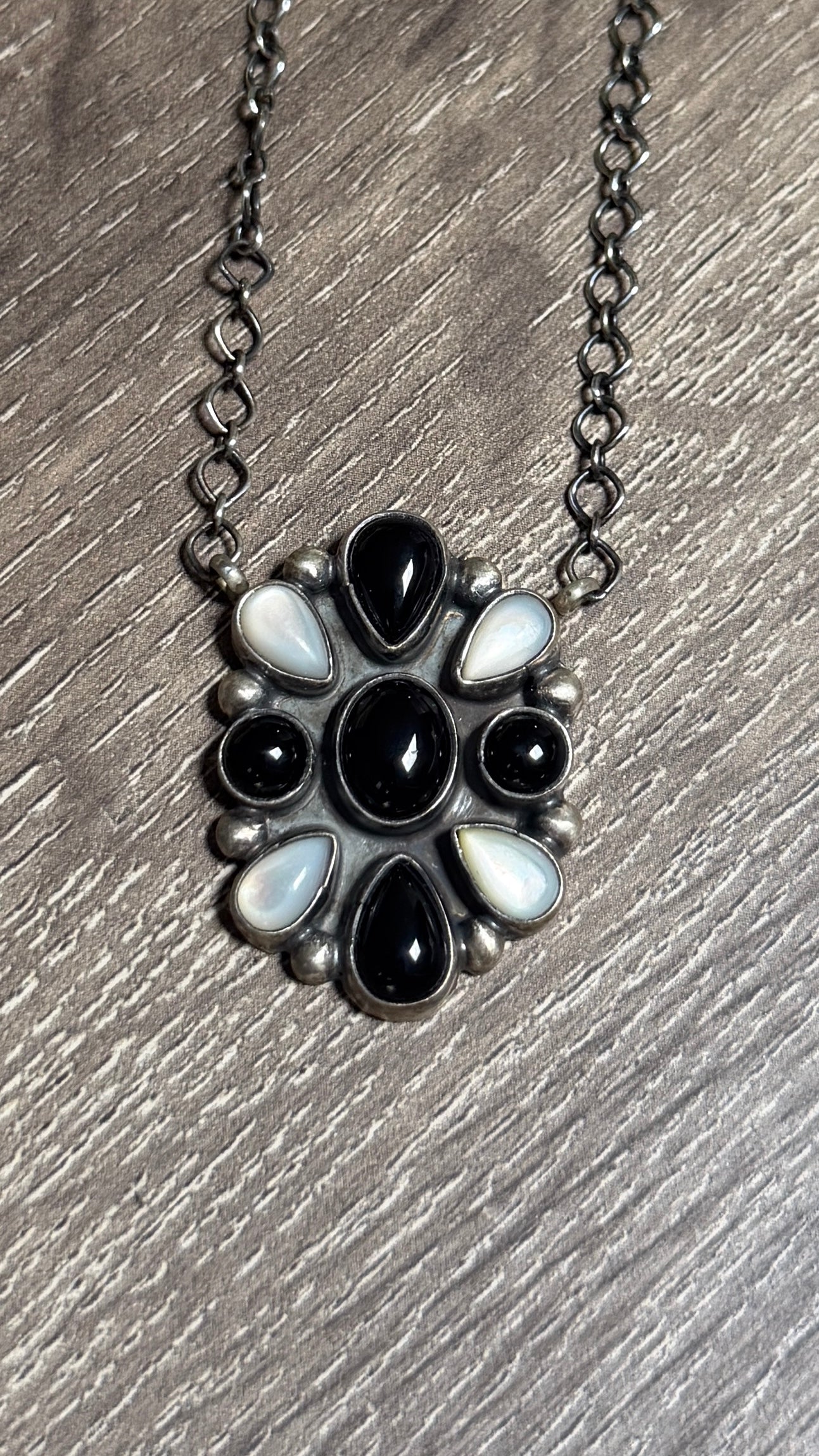 Sharon Francisco Mother of pearl & Onyx cluster