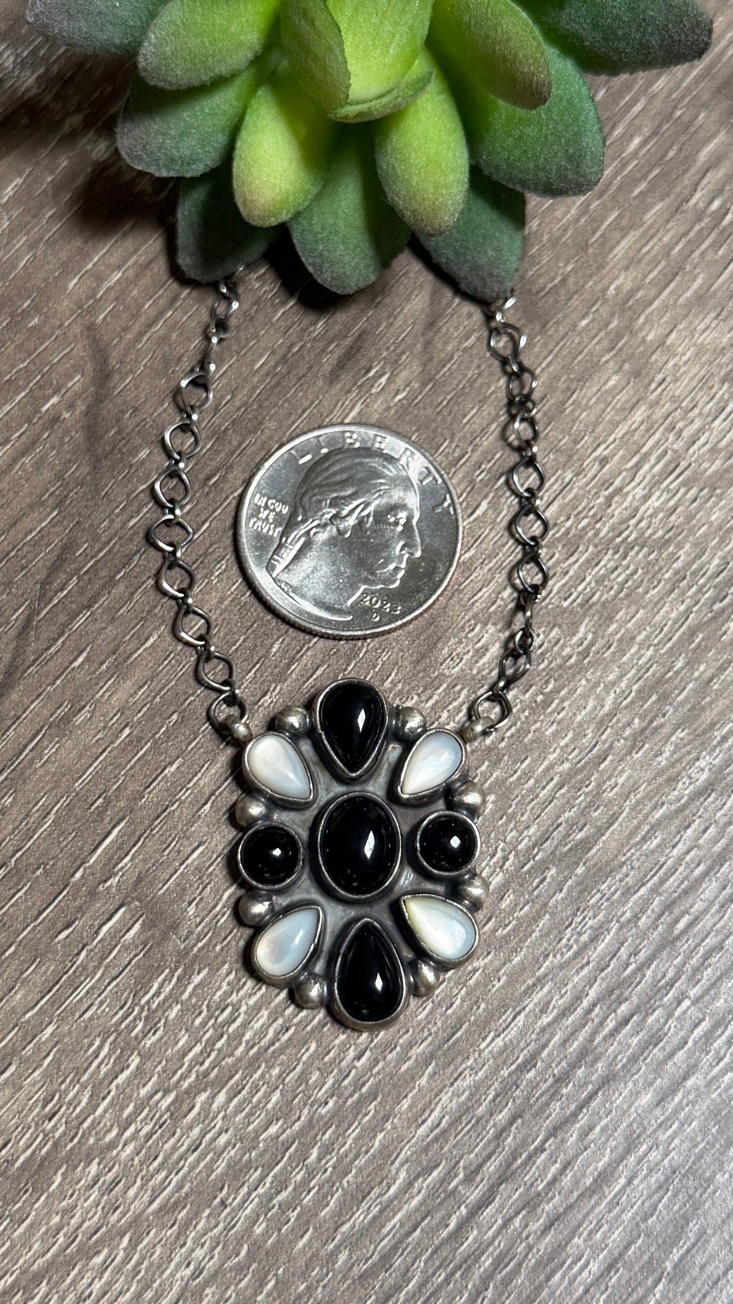 Sharon Francisco Mother of pearl & Onyx cluster