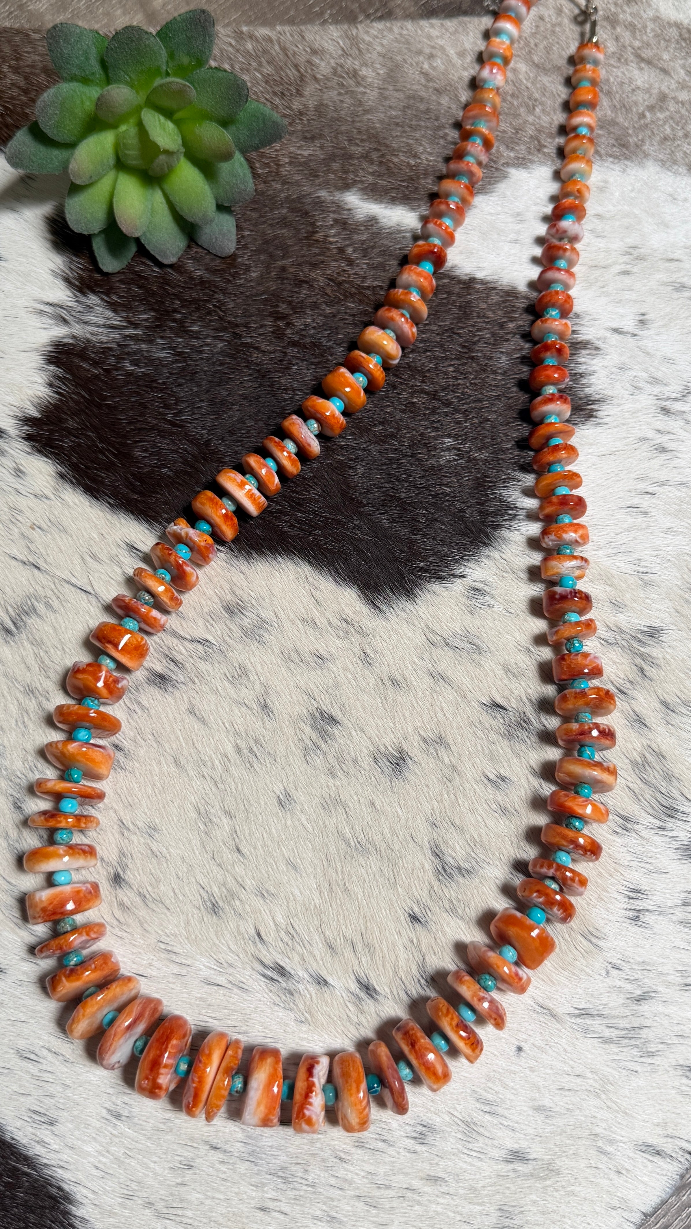 Chunky Orange spiny & TQ necklace