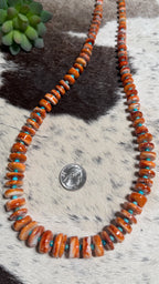 Chunky Orange spiny & TQ necklace