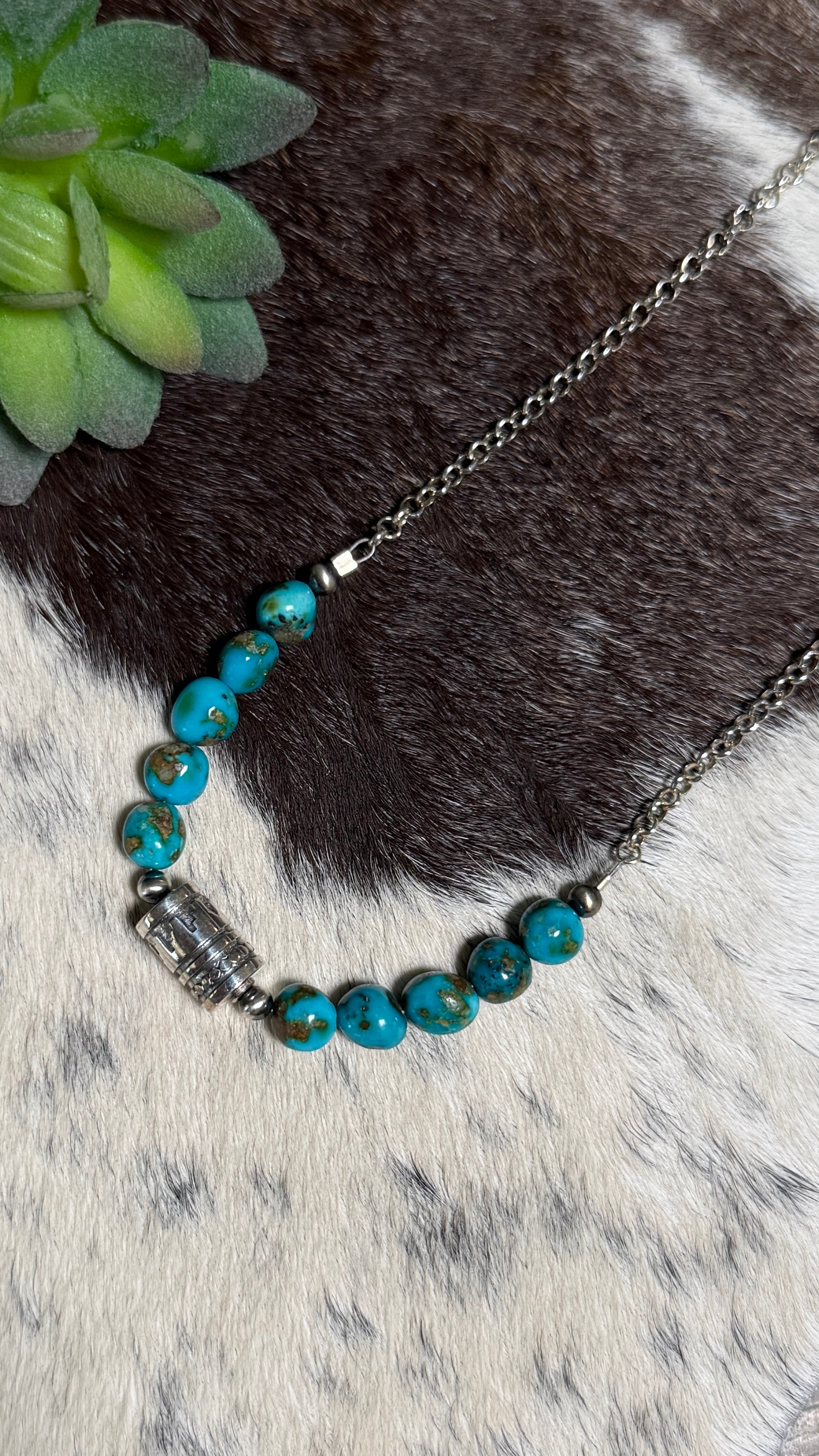 Chain necklace barrel stacker with Sonoran Gold TQ