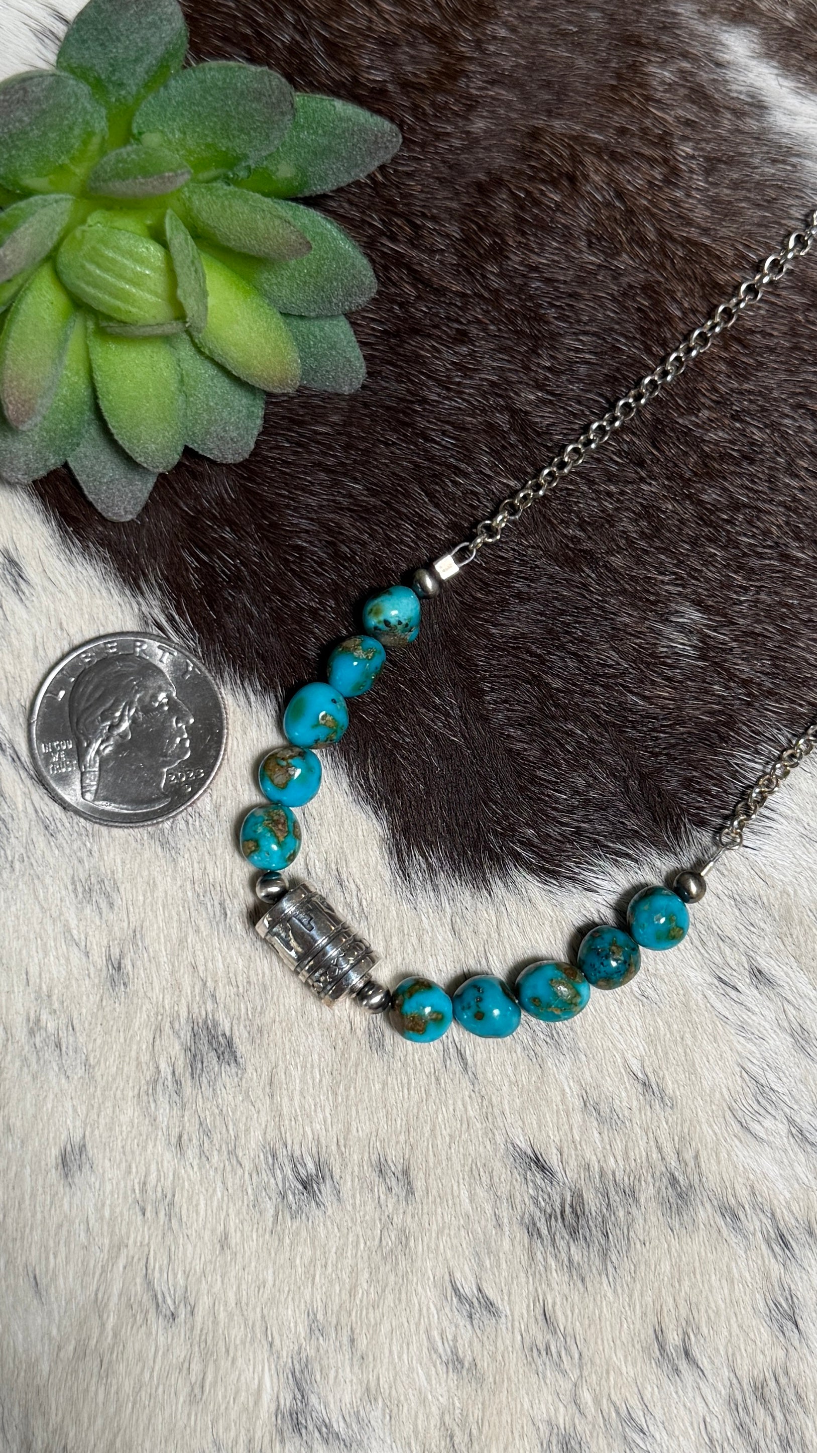 Chain necklace barrel stacker with Sonoran Gold TQ