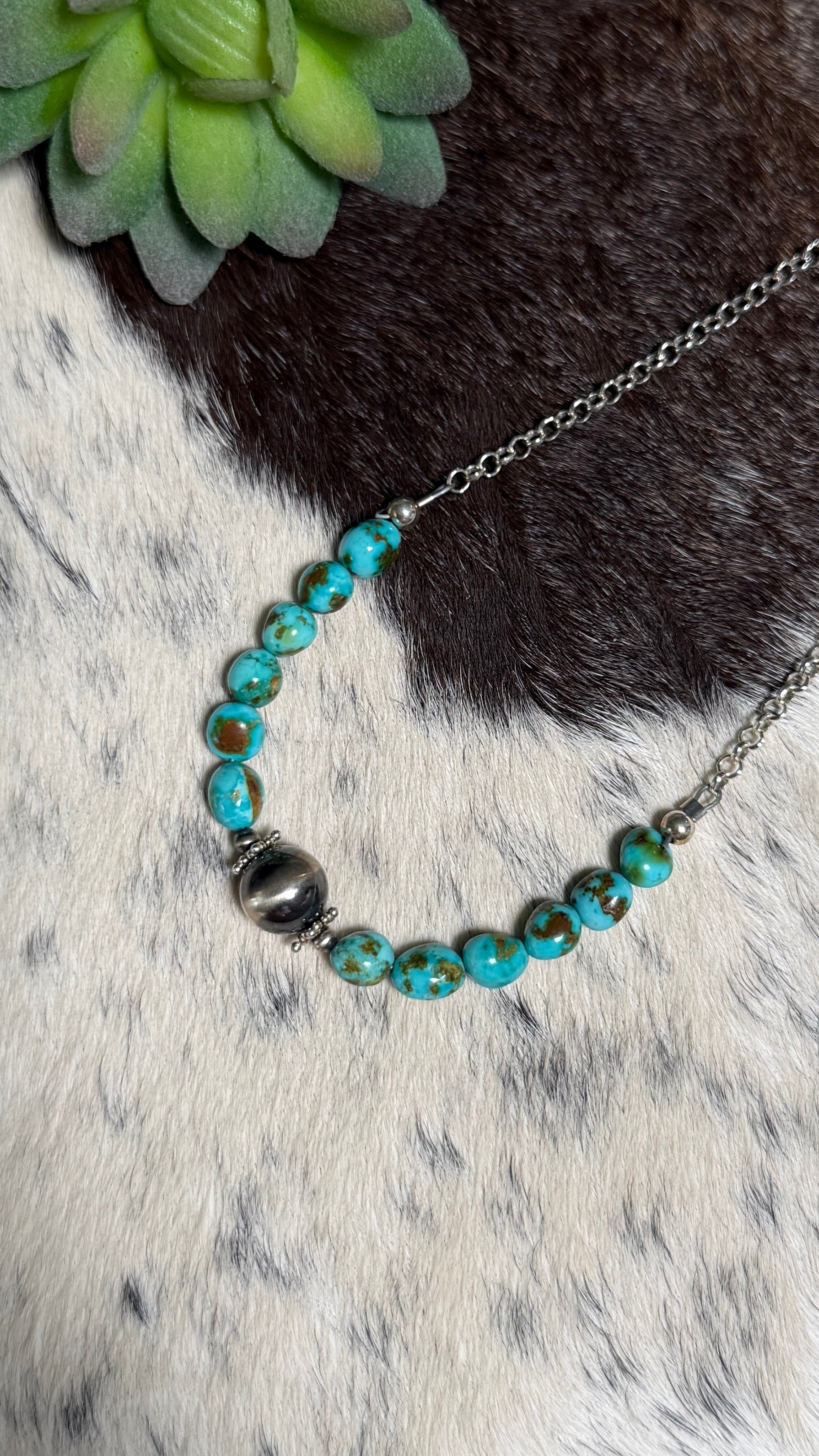 Chain stacker necklace with Sonoran gold beads