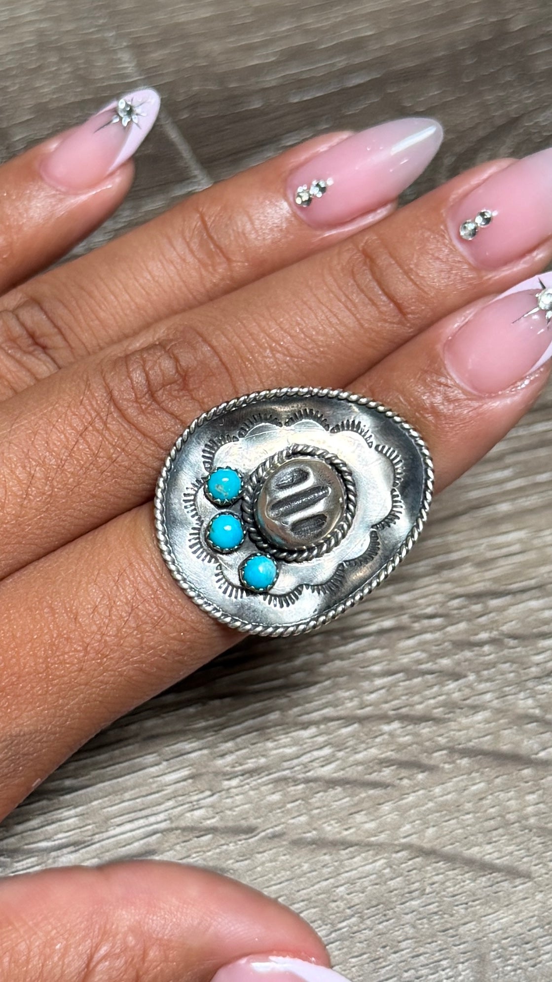 Bobby Platero hat ring with TQ