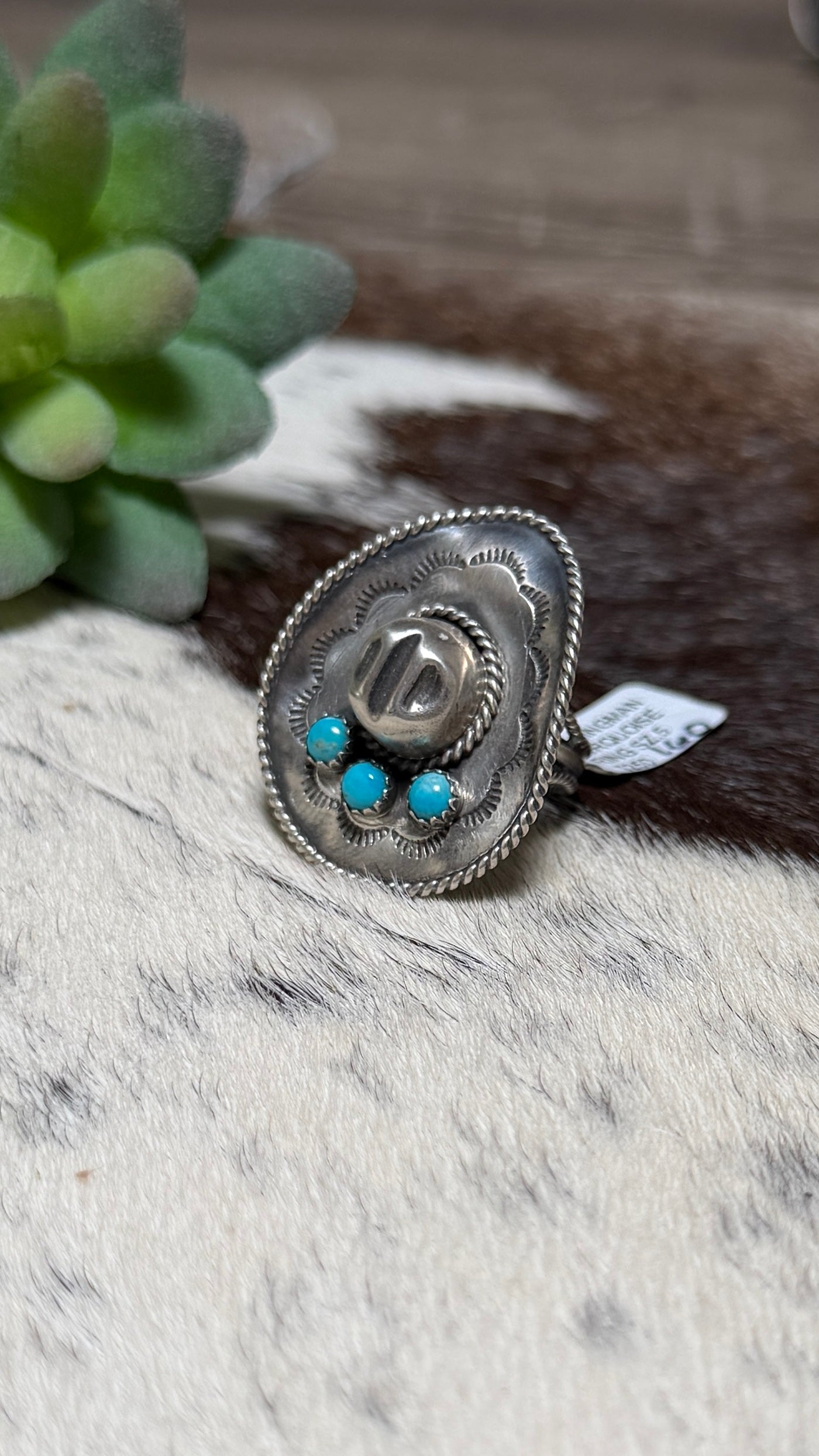 Bobby Platero hat ring with TQ