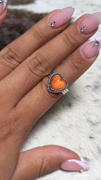 Orange spiny heart ring size 5.5