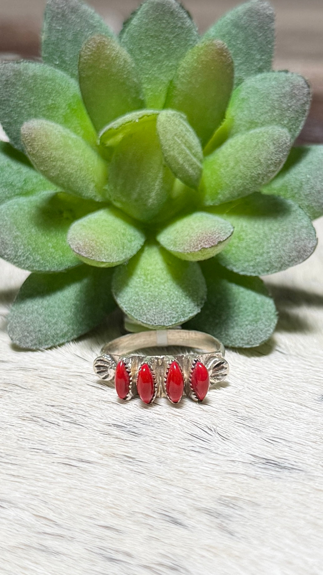 Zuni red coral ring size 6