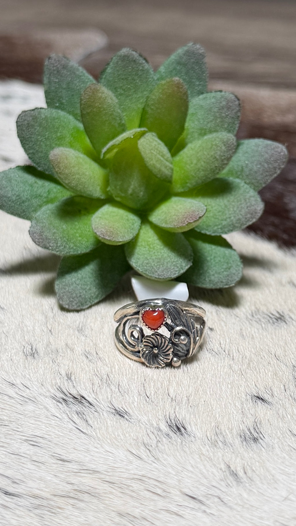 Virginia Sandoval red coral heart ring