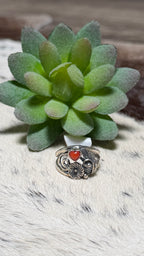 Virginia Sandoval red coral heart ring