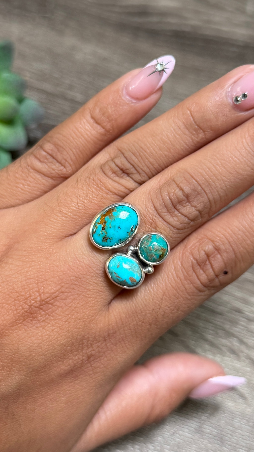 Multi Stone Turquoise Ring, Size 7.5
