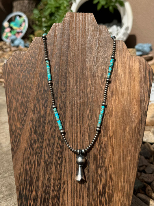Turquoise Heishi & Blossom necklace