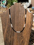 Black onyx & pink conch necklace