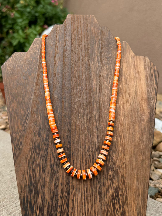 Orange Spiny heishi necklace